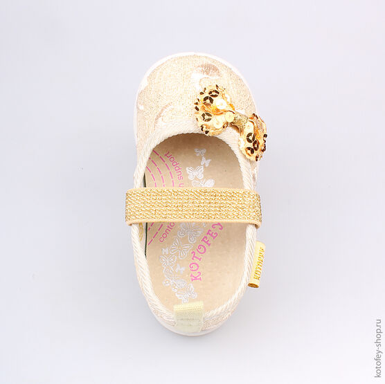 131070-71 Текстильная обувь для девочки золотой фото №4