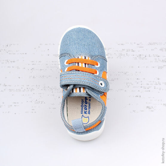 131102-12 Текстильная обувь для мальчики син-ора фото №4