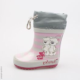 166053-11 Резиновые сапоги для девочки сер-роз
