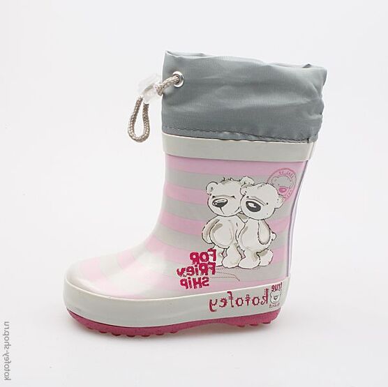 166053-11 Резиновые сапоги для девочки сер-роз
