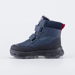 652221-52 Зимние ботинки на липучках для мальчка для мальчики синий + красный фото №2