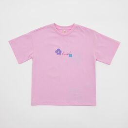 07802084-40 Футболка с двухсторонним принтом для девочки розовый