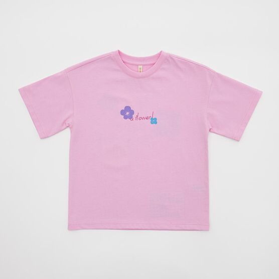 07802084-40 Футболка с двухсторонним принтом для девочки розовый