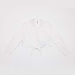 07803003-40 Белая рубашка с завязками на лето для девочки белый