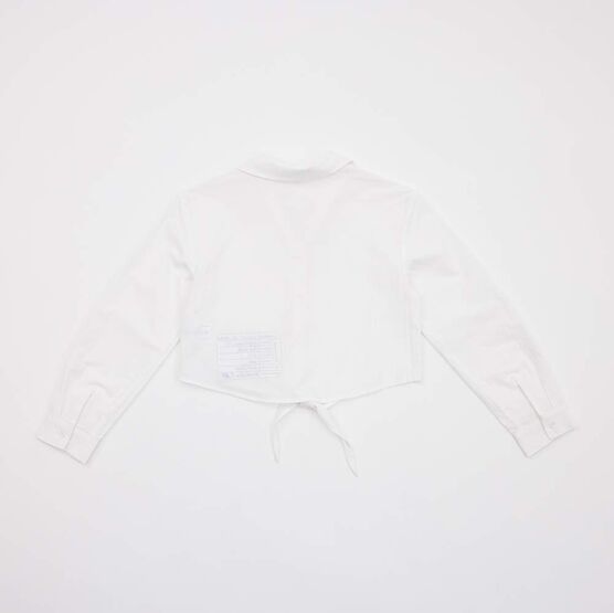 07803003-40 Белая рубашка с завязками на лето для девочки белый фото №2