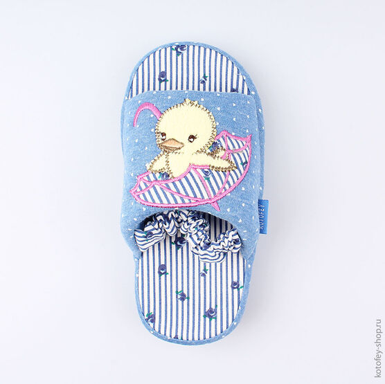 331012-12 Тапочки для девочки голубой фото №4