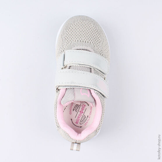 144098-72 Кроссовки с LED-подсветкой на подошве для девочки сер-роз фото №4