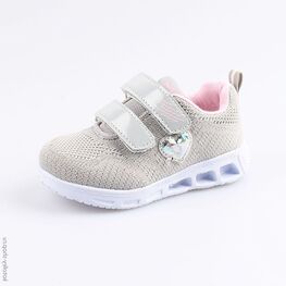 144098-72 Кроссовки с LED-подсветкой на подошве для девочки сер-роз