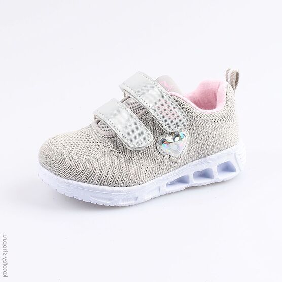 144098-72 Кроссовки с LED-подсветкой на подошве для девочки сер-роз