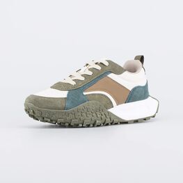 744226-72 Кожаные кроссовки-буст для мальчика-подростка для мальчики оливковый + бежевый