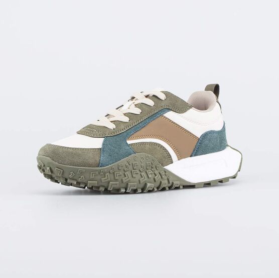 744226-72 Кожаные кроссовки-буст для мальчика-подростка для мальчики оливковый + бежевый