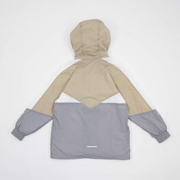 07772002-41 Ветровка с капюшоном для мальчика для мальчики серый + бежевый фото №2