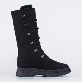 857007-01 Высокие ботинки на шнурках для девочки черный фото №2