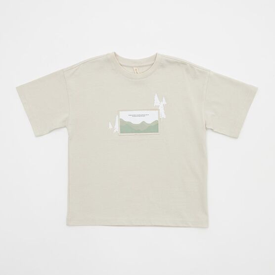 07702079-40 Бежевая футболка с принтом для мальчика для мальчики бежевый