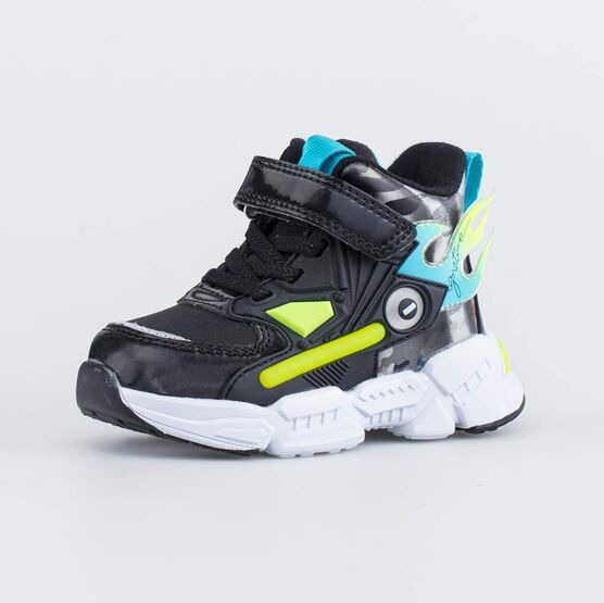 154014-32 Утепленные ботинки с LED-подсветкой для мальчики чер-сал