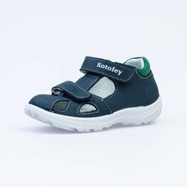 322121-21 Сандалии из натурального нубука для мальчика для мальчики син-зел