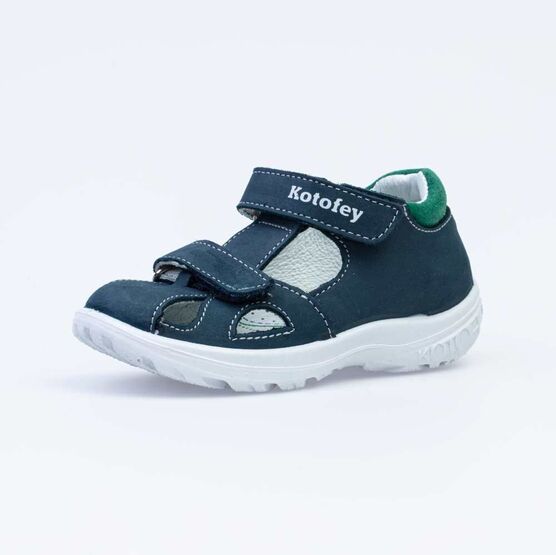 322121-21 Сандалии из натурального нубука для мальчика для мальчики син-зел