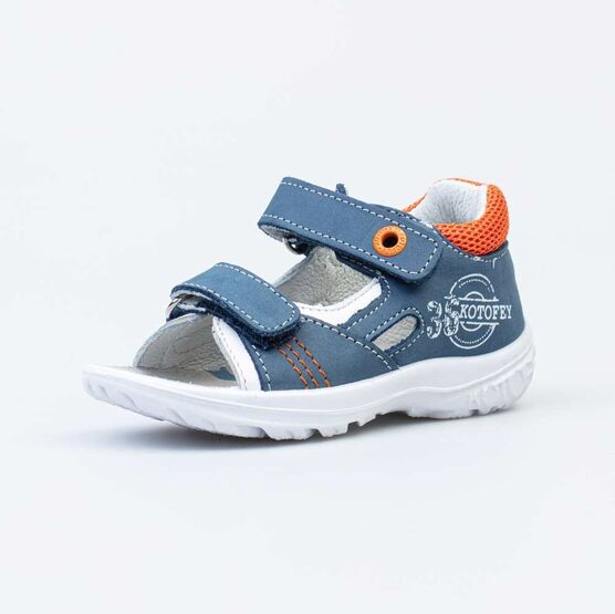 122181-21 Сандалии из натурального нубука для мальчика для мальчики син-ора