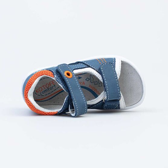 122181-21 Сандалии из натурального нубука для мальчика для мальчики син-ора фото №4