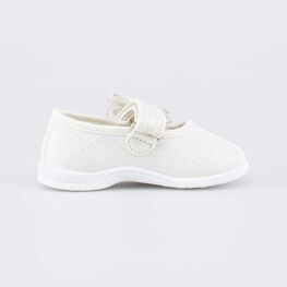 231286-12 Праздничные текстильные туфли Бабочка для девочки беж-зол фото №2