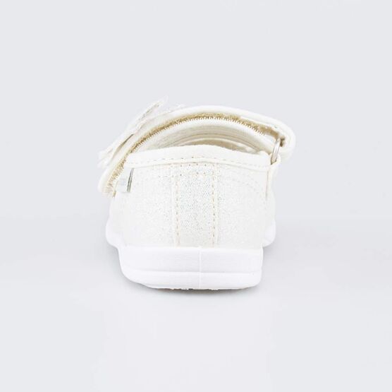 231286-12 Праздничные текстильные туфли Бабочка для девочки беж-зол фото №5