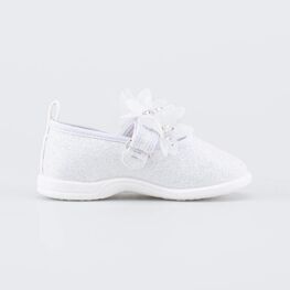 231287-12 Праздничные текстильные туфли Цветы для девочки серебристый фото №2