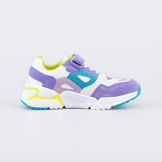 644288-75 Сиреневые кроссовки Контраст для девочки бел-цве фото №2