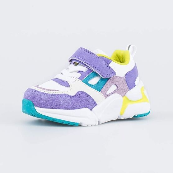 644288-75 Сиреневые кроссовки Контраст для девочки бел-цве