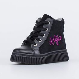 352377-31 Утепленные ботинки из велюра Meow для девочки черный