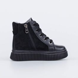 352377-31 Утепленные ботинки из велюра Meow для девочки черный фото №2