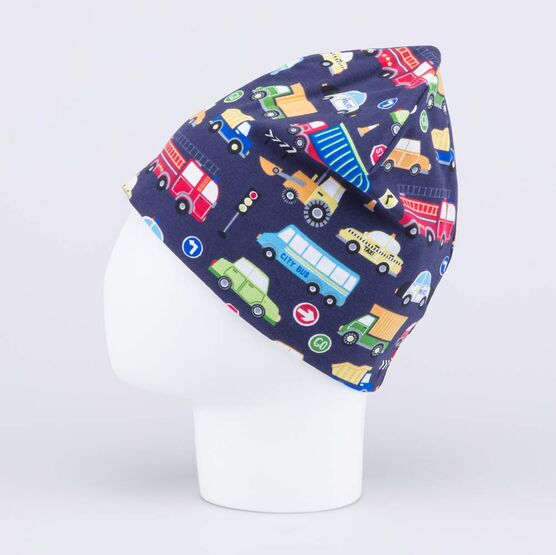 07711691-41 Тонкая шапка для мальчика Машинки для мальчики синий фото №2