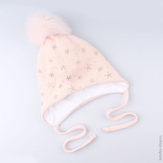 07811092-40 Шапка зимняя, 70% шерсти, розовая для девочки розовый