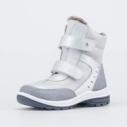 452099-54 Зимние ботинки на липучках для девочки серебристый