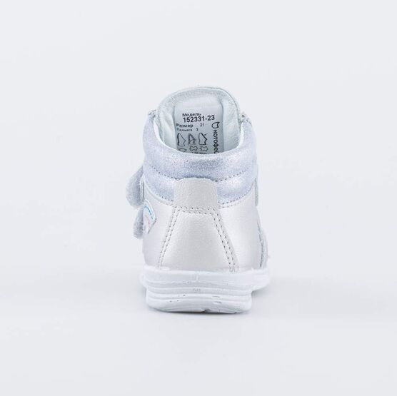 152331-23 Демисезонные ботинки на липучках Единорог для девочки серебристый фото №5