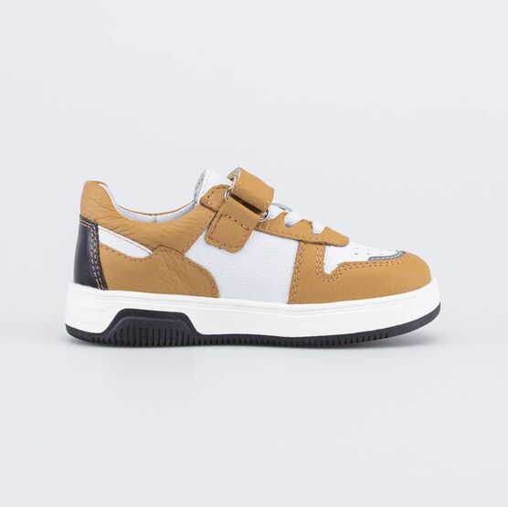 332161-24 Кожаные полуботинки для мальчика для мальчики горчичный + белый фото №2