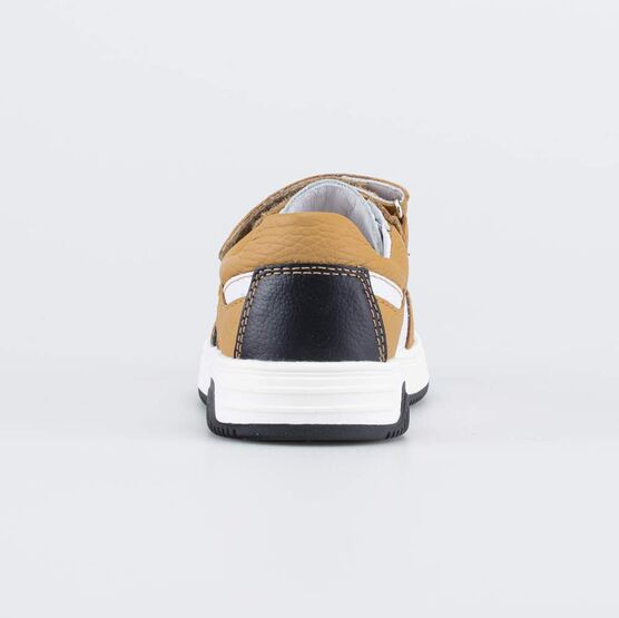 332161-24 Кожаные полуботинки для мальчика для мальчики горчичный + белый фото №5