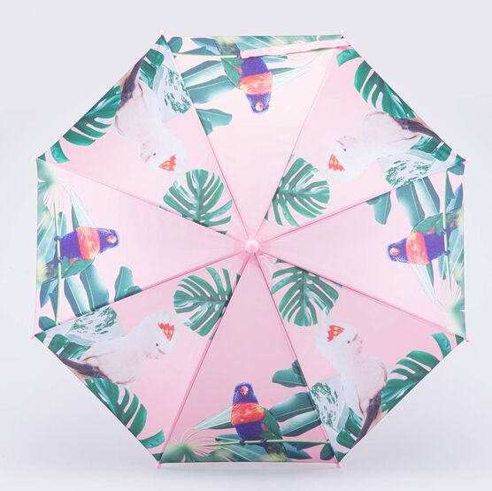 03807195-40 Зонт-трость Тропики розовый-зеленый для девочки розовый + зеленый фото №2