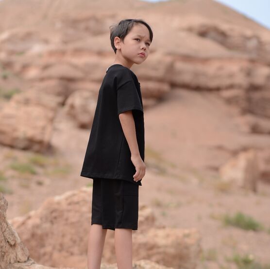 07764060-44 Костюм футболка + шорты черный для универсальные черный фото №5