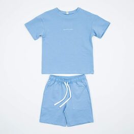 07864074-40 Костюм футболка + шорты для девочки голубой для универсальные голубой