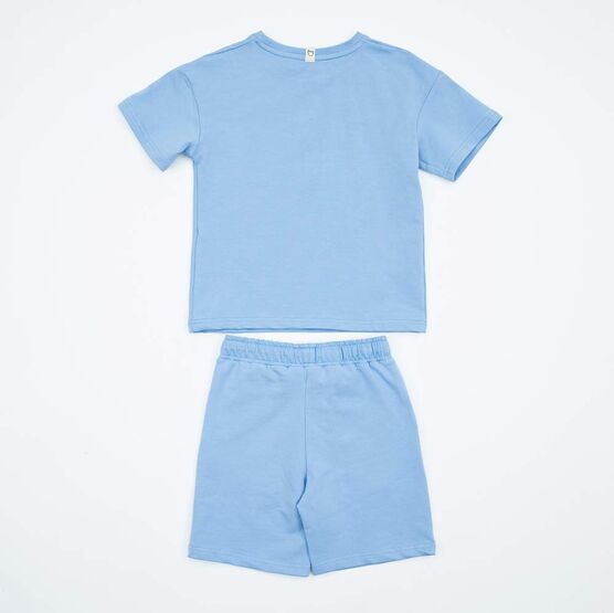 07864074-40 Костюм футболка + шорты для девочки голубой для универсальные голубой фото №2