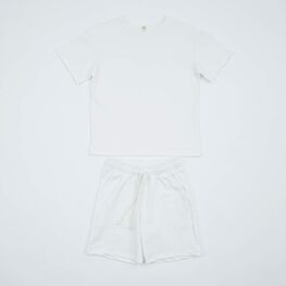 07864074-41 Костюм футболка + шорты молочный для девочки молочный