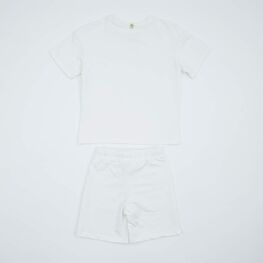 07864074-41 Костюм футболка + шорты молочный для девочки молочный фото №2