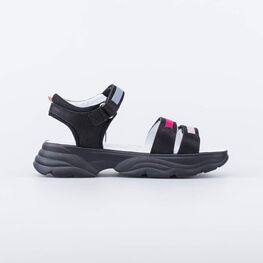 622513-21 Легкие босоножки для девочки из натуральной кожи для девочки черный фото №2