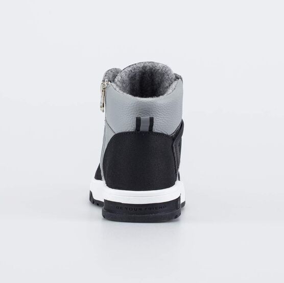 552343-33 Утепленные кожаные ботинки для мальчика для мальчики черный + серый фото №5