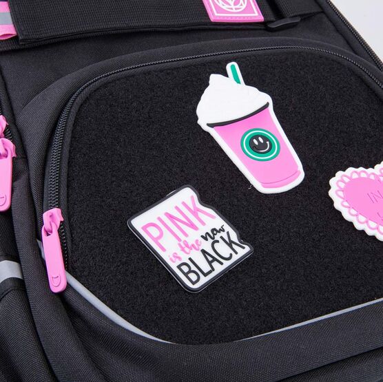 02804388-40 Рюкзак школьный с шевронами для девочки черный фото №5