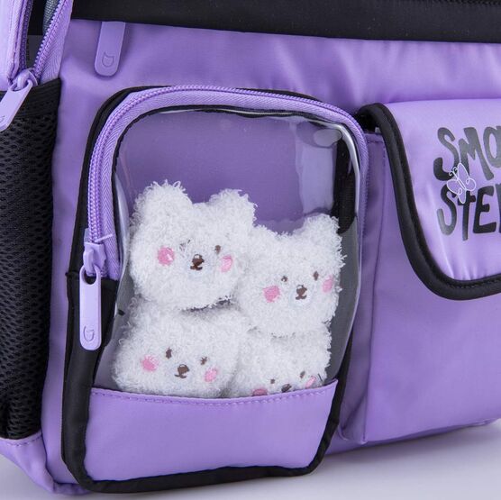 02804392-40 Рюкзак школьный Мягкие мишки для девочки сиреневый + черный фото №5