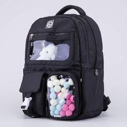 02804395-40 Рюкзак школьный с игрушкой для девочки черный фото №2