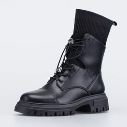 654083-31 Утепленные ботинки с вязаным чулком для девочки черный