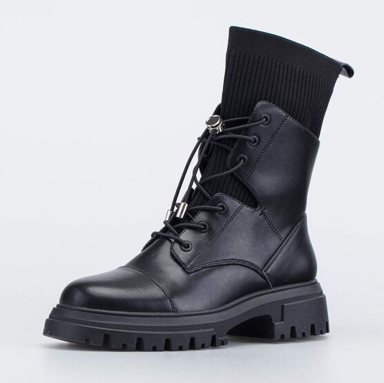 654083-31 Утепленные ботинки с вязаным чулком для девочки черный