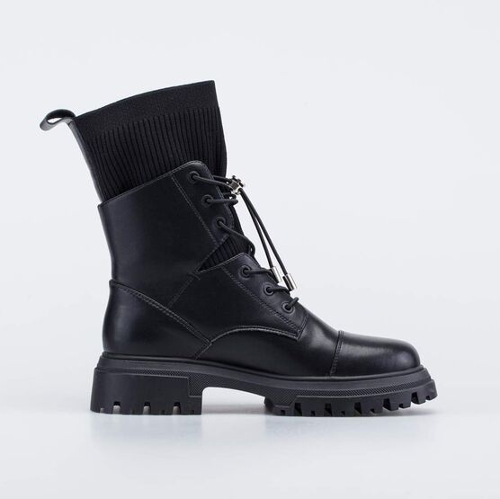 654083-31 Утепленные ботинки с вязаным чулком для девочки черный фото №2
